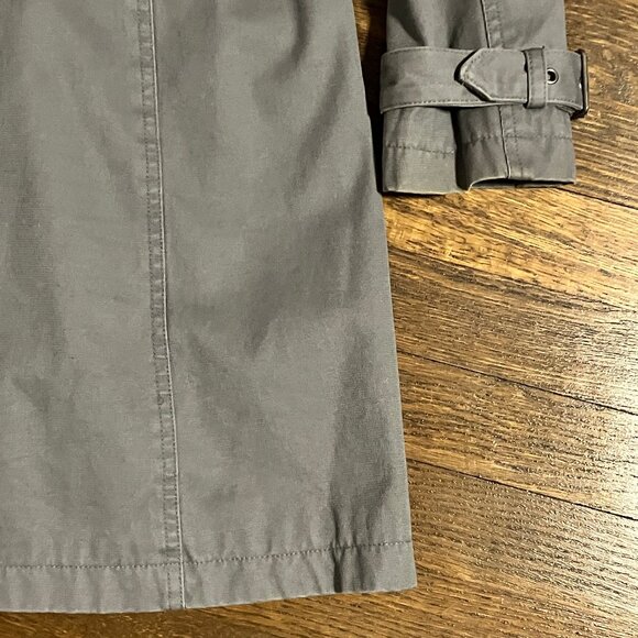 Divided H&M fitted gray twill Autumn Y2K retro vintage trench coat jacket XS 2 - Picture 9 of 9